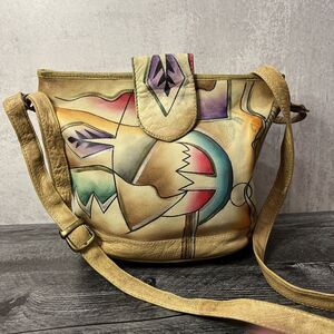 Hand Painted Leather Crossbody Colorful (MN)